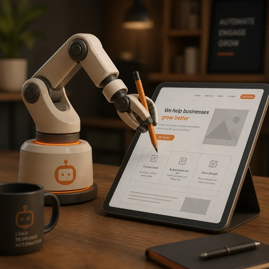 A stylized representation of an AI sidekick helping with design and automation