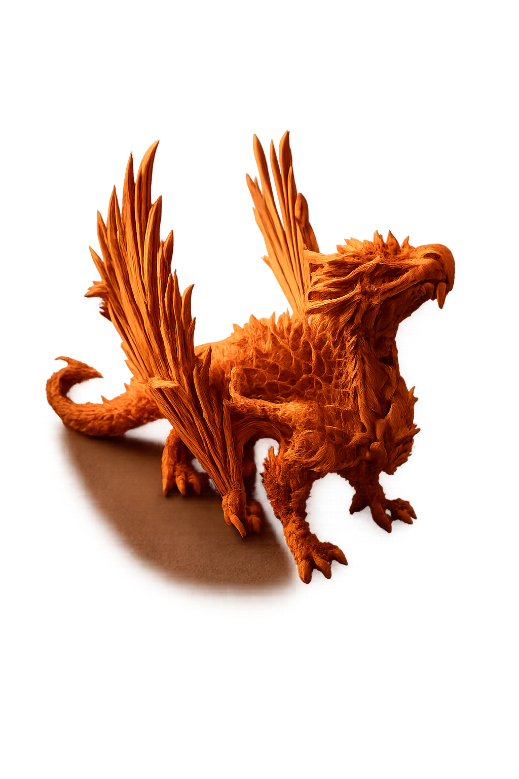 Copper 3D printed dragon figurine